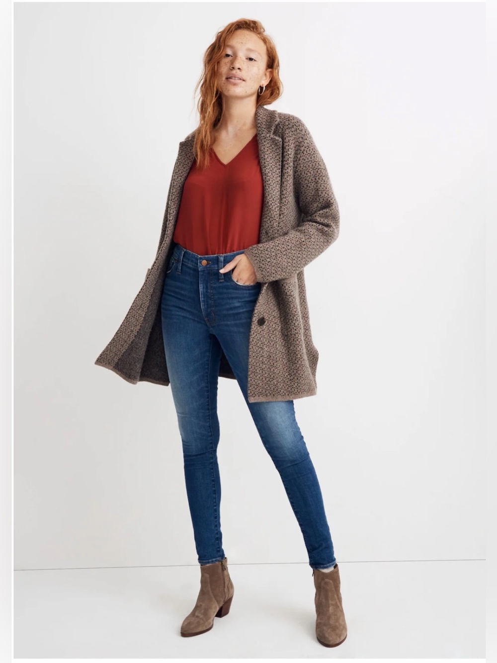 Madewell Bird's-Eye Sweater Coat in Coziest Yarn Slightly oversized, Size XS